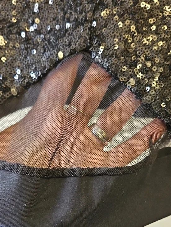 bebe Black Sequin Sleeveless Crop Top with Keyhole Sz Large - Picture 4 of 6